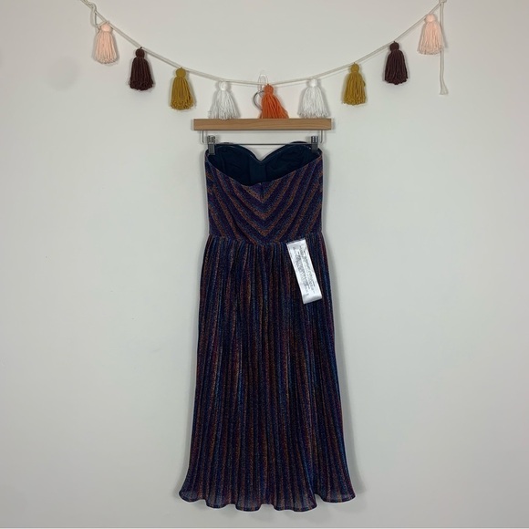 NWT Dress the Population Rosalie Strapless Metallic Chevron Dress Size XS - Picture 15 of 16